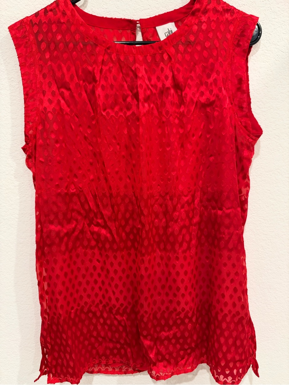 CAbi Red Textured Sleeveless Chiffon Camisole